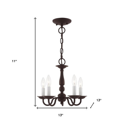 Bronze Five Light Dimmable Chandelier With Shades HomeRoots