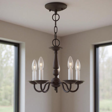 Bronze Five Light Dimmable Chandelier With Shades HomeRoots