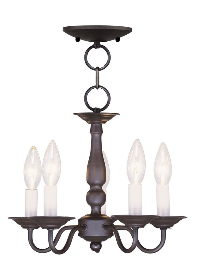 Bronze Five Light Metal Dimmable Chandelier With Shades