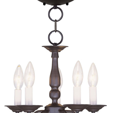 Bronze Five Light Dimmable Chandelier With Shades HomeRoots