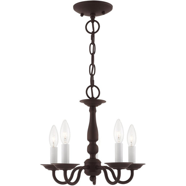 Bronze Five Light Dimmable Chandelier With Shades HomeRoots