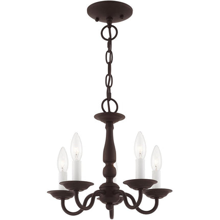 Bronze Five Light Dimmable Chandelier With Shades HomeRoots