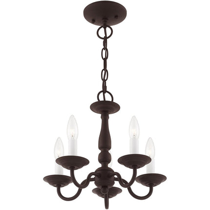 Bronze Five Light Dimmable Chandelier With Shades HomeRoots