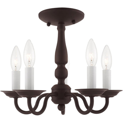 Bronze Five Light Dimmable Chandelier With Shades HomeRoots