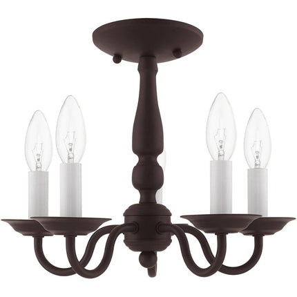 Bronze Five Light Metal Dimmable Chandelier With Shades