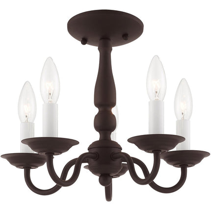 Bronze Five Light Dimmable Chandelier With Shades HomeRoots
