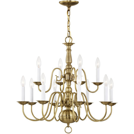 Twelve Light Dimmable Chandelier With Shades HomeRoots