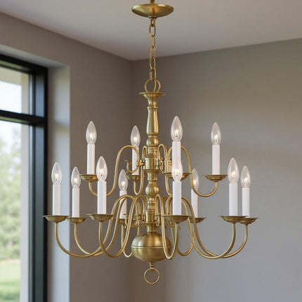 Twelve Light Dimmable Chandelier With Shades HomeRoots