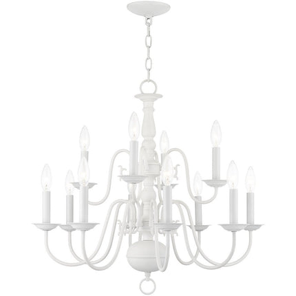 White Twelve Light Dimmable Chandelier With Shades HomeRoots