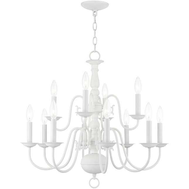 White Twelve Light Metal Dimmable Chandelier With Shades HomeRoots