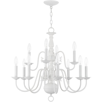 White Twelve Light Dimmable Chandelier With Shades HomeRoots