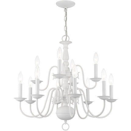 White Twelve Light Dimmable Chandelier With Shades HomeRoots