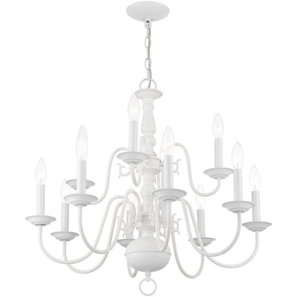 White Twelve Light Dimmable Chandelier With Shades HomeRoots