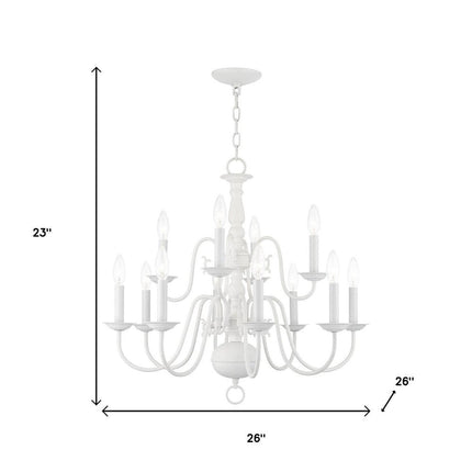 White Twelve Light Dimmable Chandelier With Shades HomeRoots