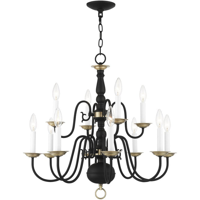 Black Twelve Light Dimmable Chandelier With Shades HomeRoots