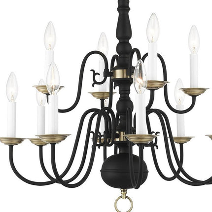 Black Twelve Light Metal Dimmable Chandelier With Shades