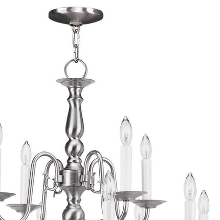 Nickel Twelve Light Metal Dimmable Chandelier With Shades