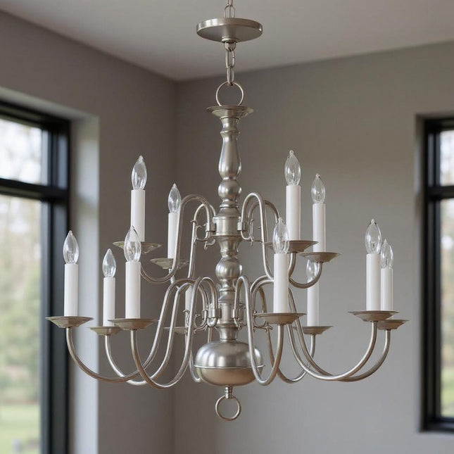 Twelve Light Dimmable Chandelier With Shades HomeRoots