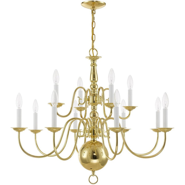 Brass Twelve Light Metal Dimmable Chandelier With Shades HomeRoots