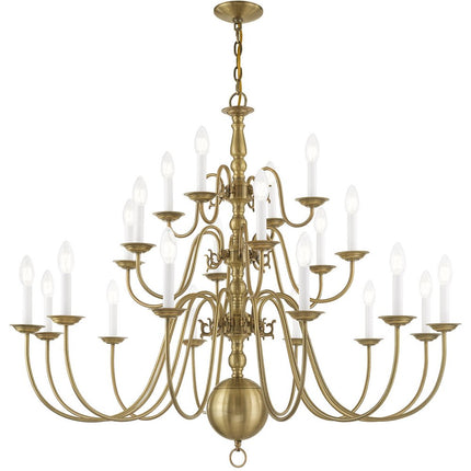 Antiqued Brass Multi Light Metal Dimmable Chandelier With Shades