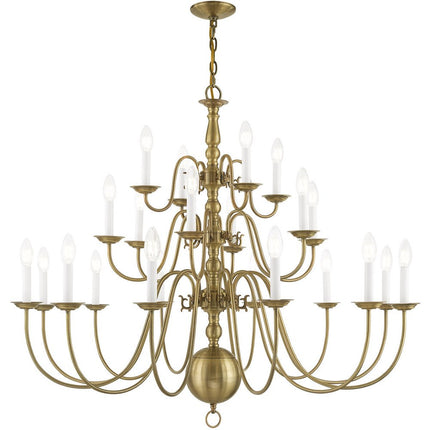 Antiqued Brass Multi Light Metal Dimmable Chandelier With Shades