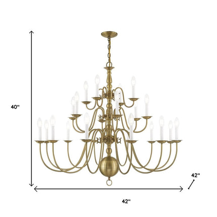 Antiqued Brass Multi Light Metal Dimmable Chandelier With Shades