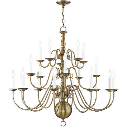 Antiqued Brass Multi Light Metal Dimmable Chandelier With Shades