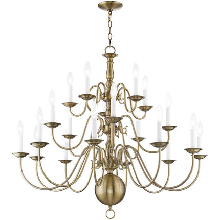 Antiqued Brass Multi Light Metal Dimmable Chandelier With Shades