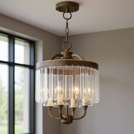 Four Light Dimmable Chandelier With Shades HomeRoots