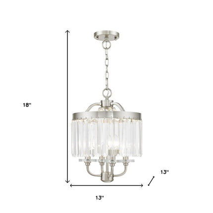 Nickel Four Light Metal Dimmable Chandelier With Shades