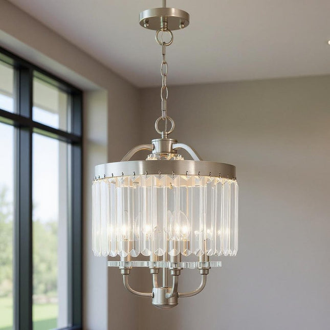 Four Light Dimmable Chandelier With Shades HomeRoots