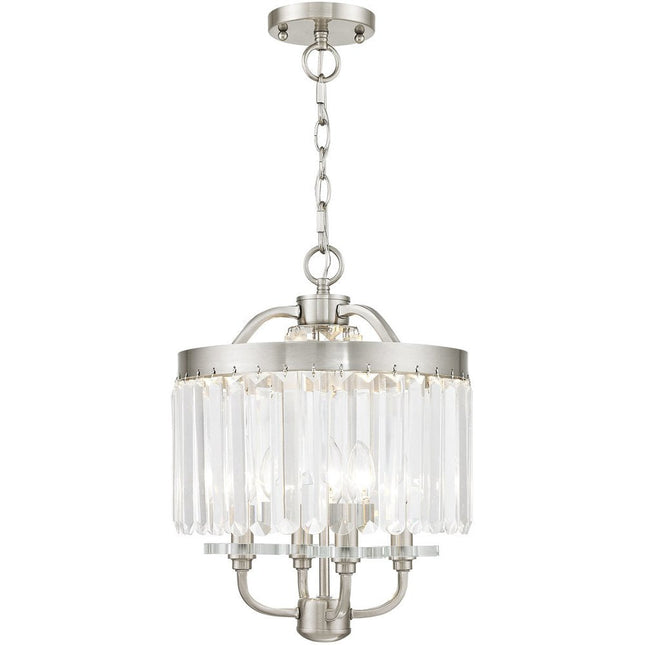 Nickel Four Light Metal Dimmable Chandelier With Shades HomeRoots