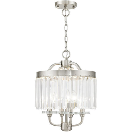Nickel Four Light Metal Dimmable Chandelier With Shades