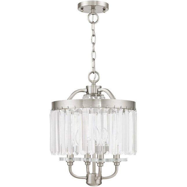 Nickel Four Light Metal Dimmable Chandelier With Shades HomeRoots