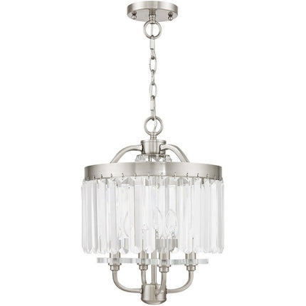 Nickel Four Light Metal Dimmable Chandelier With Shades