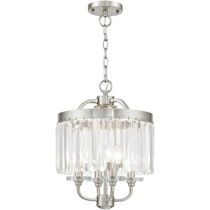 Nickel Four Light Metal Dimmable Chandelier With Shades