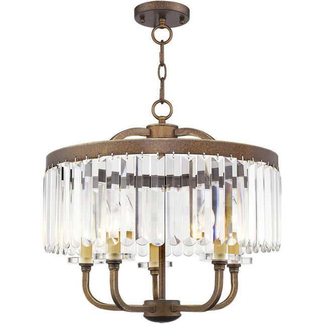 Five Light Dimmable Chandelier With Shades HomeRoots