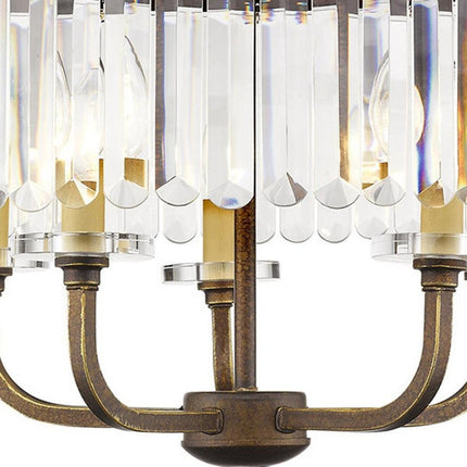 Bronze Five Light Metal Dimmable Chandelier With Shades