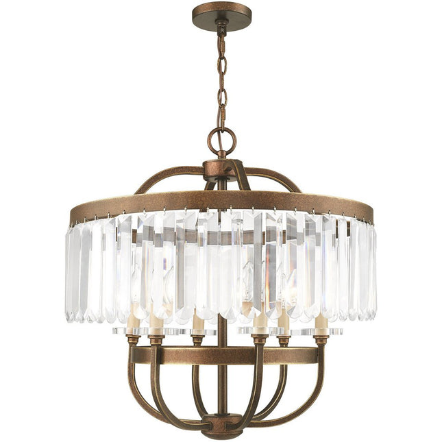 Bronze Six Light Metal Dimmable Chandelier With Shades HomeRoots