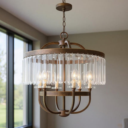 Six Light Dimmable Chandelier With Shades HomeRoots