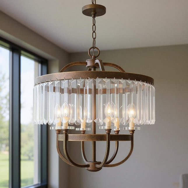 Six Light Dimmable Chandelier With Shades HomeRoots