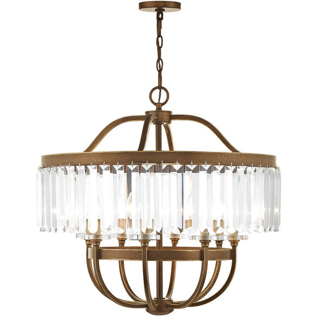 Bronze Eight Light Metal Dimmable Chandelier With Shades HomeRoots