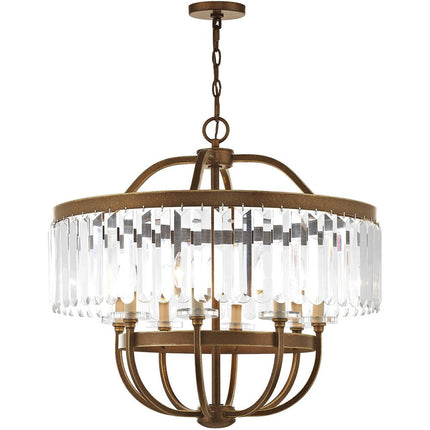 Bronze Eight Light Metal Dimmable Chandelier With Shades