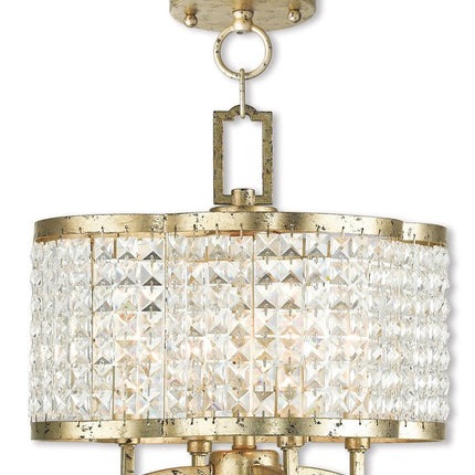 Gold Four Light Metal Dimmable Chandelier With Shades