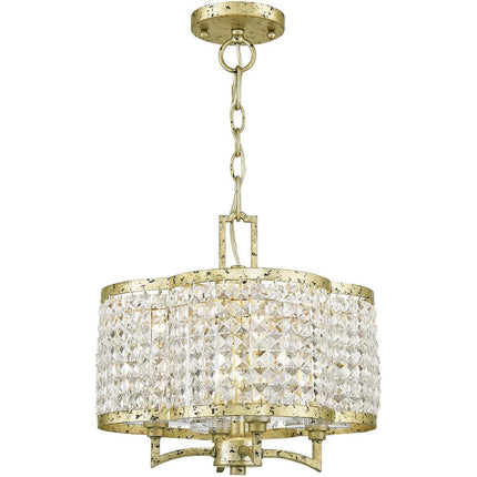 Gold Four Light Metal Dimmable Chandelier With Shades