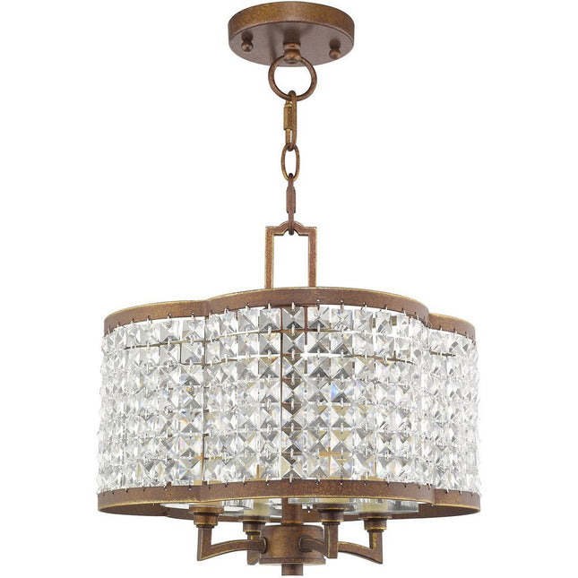 Bronze Four Light Metal Dimmable Chandelier With Shades HomeRoots