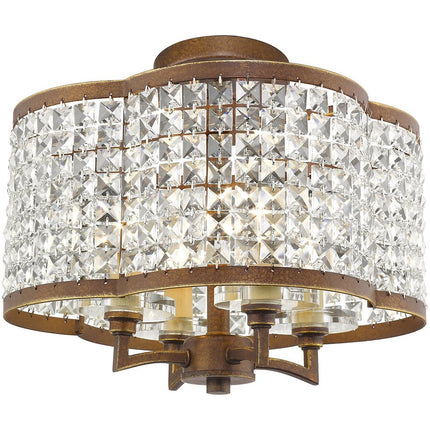 Bronze Four Light Metal Dimmable Chandelier With Shades