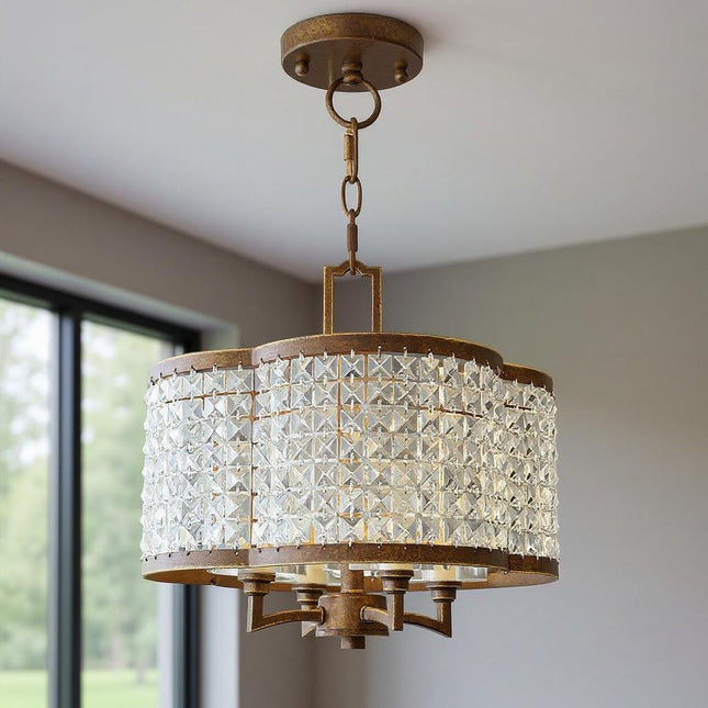 Four Light Dimmable Chandelier With Shades HomeRoots