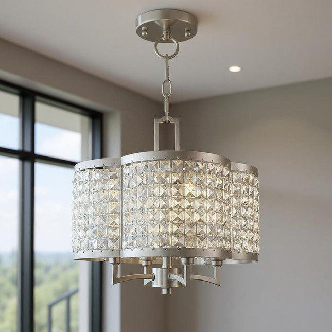 Four Light Dimmable Chandelier With Shades HomeRoots