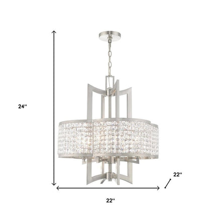 Nickel Four Light Metal Dimmable Chandelier With Shades
